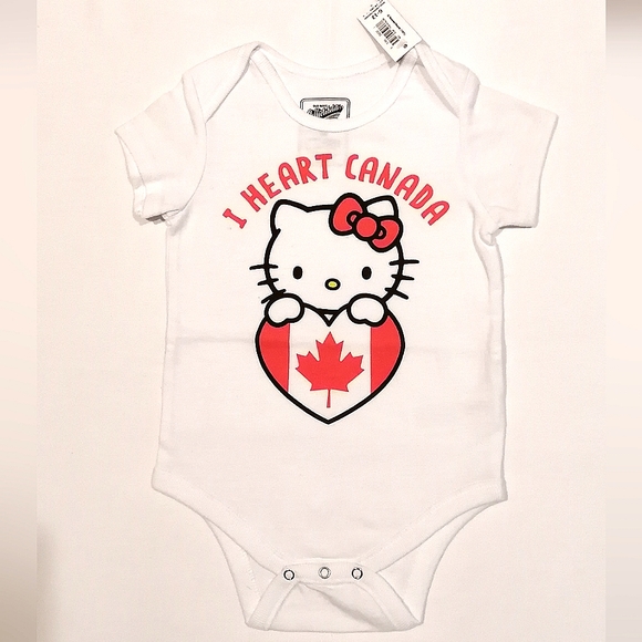 🔥SALE🔥 Hello Kitty Canada Day Baby Onesie NWT Sz 3-6M, 6-12M,12-18M,18-24M - Picture 1 of 6